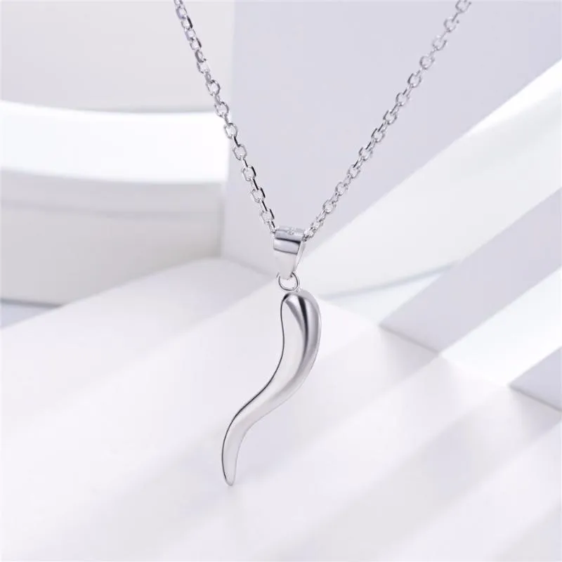 U7 925 Sterling Silver Italian Horn Necklace Belief Protection Good Luck  Friendship Dreams Symbol Jewelry - AliExpress