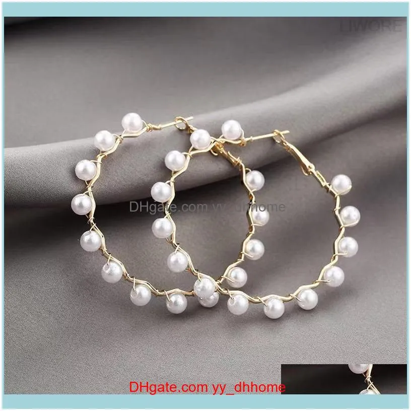 Fashion Design Geometric Round Jewelry Spiral Pearl Earring Exaggerated Atmosphere Circle Gift Hoop & Huggie