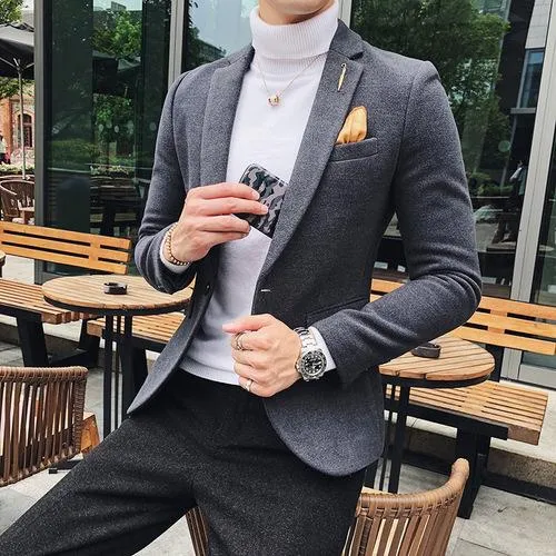 Mens Suits Tweed Blazers Casual Americana Hombre Stylish Autumn Fashion  Velvet Gentleman Dress Slim Fit Men From Linwoliao, $59.64
