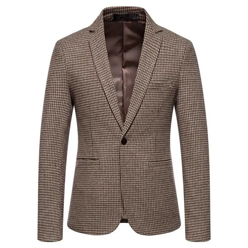 Güz ve Kış Erkekler Slim Fit Blazer Ceket Moda Katı Erkek Takım Elbise Ceket Gelinlik Ceket Rahat Iş Erkek Suit Coat 4XL 211120