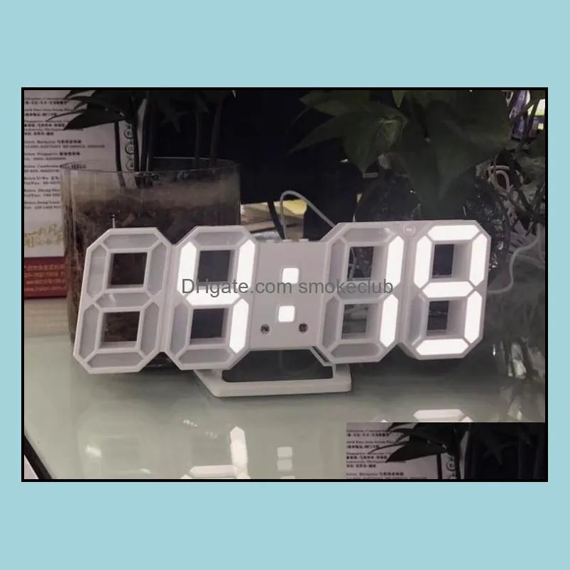 Modern 3D LED Wall Clock Digital Alarm Clock Date Temperature mechanism Alarm Snooze Desk Table Clock in retail box SN1738