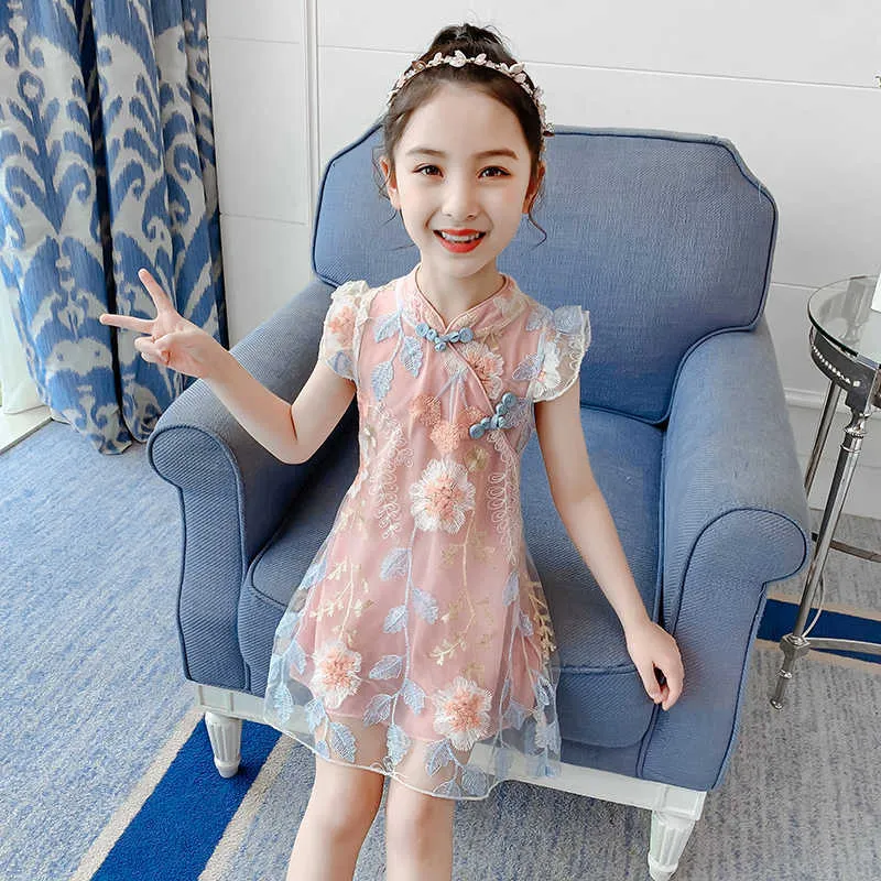 Summer Girls Tassel Flying Sleeve Sukienki Stripe Cute Kids Party Dla Dziewczyn Princess Dress Topy Ubrania Dziewczynek Odzież Q0716