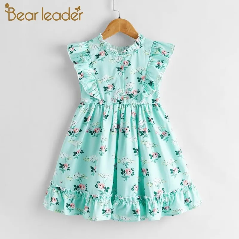 Bear Leader Ragazze Abiti da principessa New Fashion Neonata Estate Costumi senza maniche Bambini Ruffles Abiti dolci Abiti fantasia 1-5Y 210317