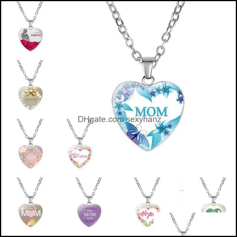 Pendant Necklaces & Pendants Jewelry Moms Love Necklace Glass Heart Shape Mom Ever Fashion Mother Gift S287 Drop Delivery 2021 1M