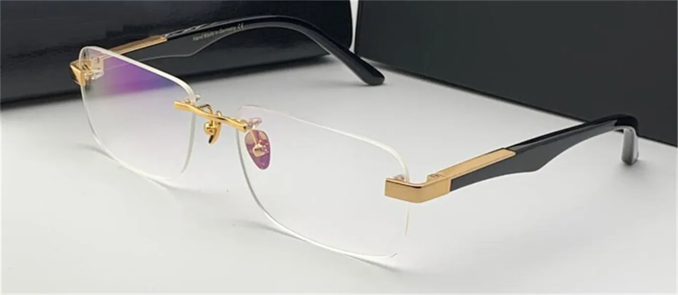 패션 처방 안경 아티스트 I Rimless Frame Clear Legs 광학 안경 투명 렌즈 케이스와 남성을위한 간단한 비즈니스 스타일