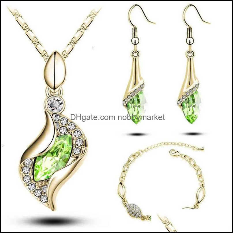 Brand Bracelet Earring & Necklace Angel Fairy crystal set chain earrings necklace bracelet Three Piece Jewelry Set Austr