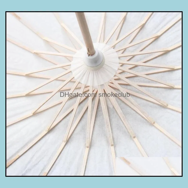 New White paper parasols DIY painting umbrellas Chinese craft umbrella Bridal wedding parasol 5 sizes available Long handle Drop