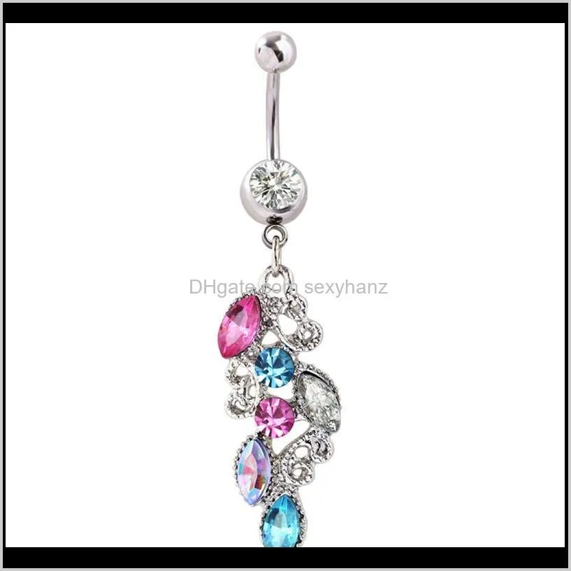 d0488 ( 1 color ) body piercing jewelry clear wings belly button navel rings body piercing jewelry dangle fashion charm cz stone