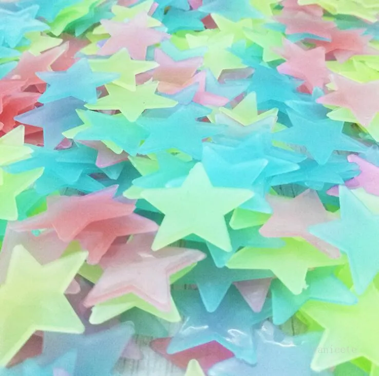 600 Stück 3D-Sterne im Dunkeln leuchtende Wandaufkleber, leuchtende fluoreszierende Wandaufkleber für Kinder, Babyzimmer, Schlafzimmer, Decke, Heimdekoration ZC433