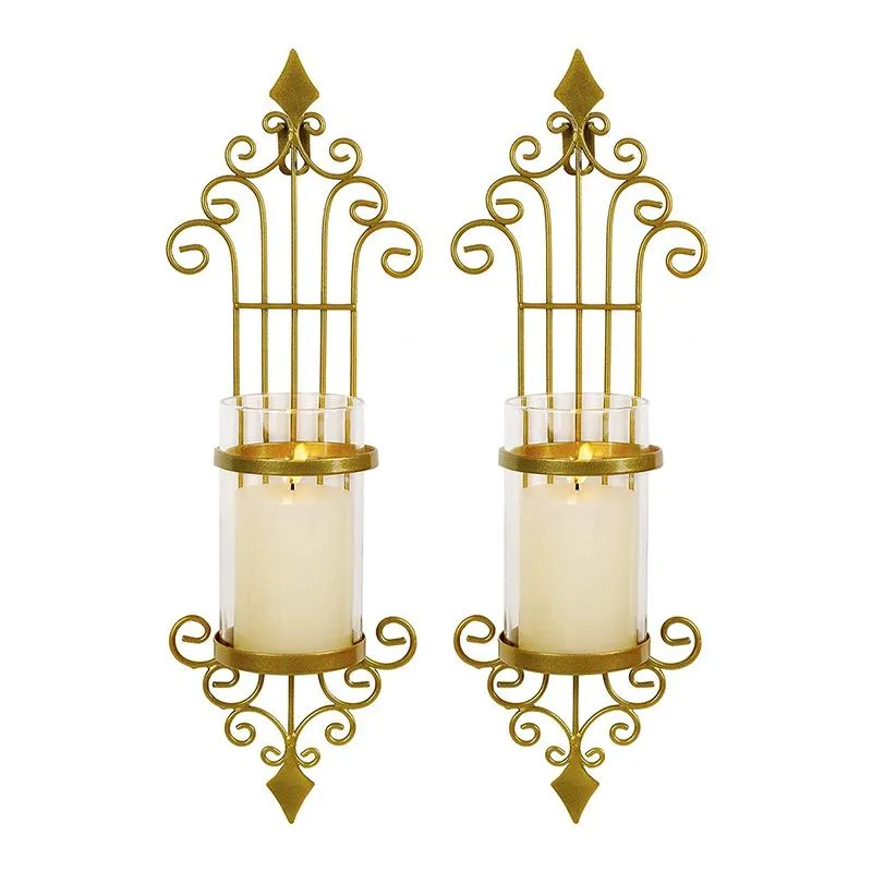 Titulares de vela 2 PCS SCONCE SCONCE, estilo de metal de metal antigo decorações para sala de estar, banheiro, sala de jantar