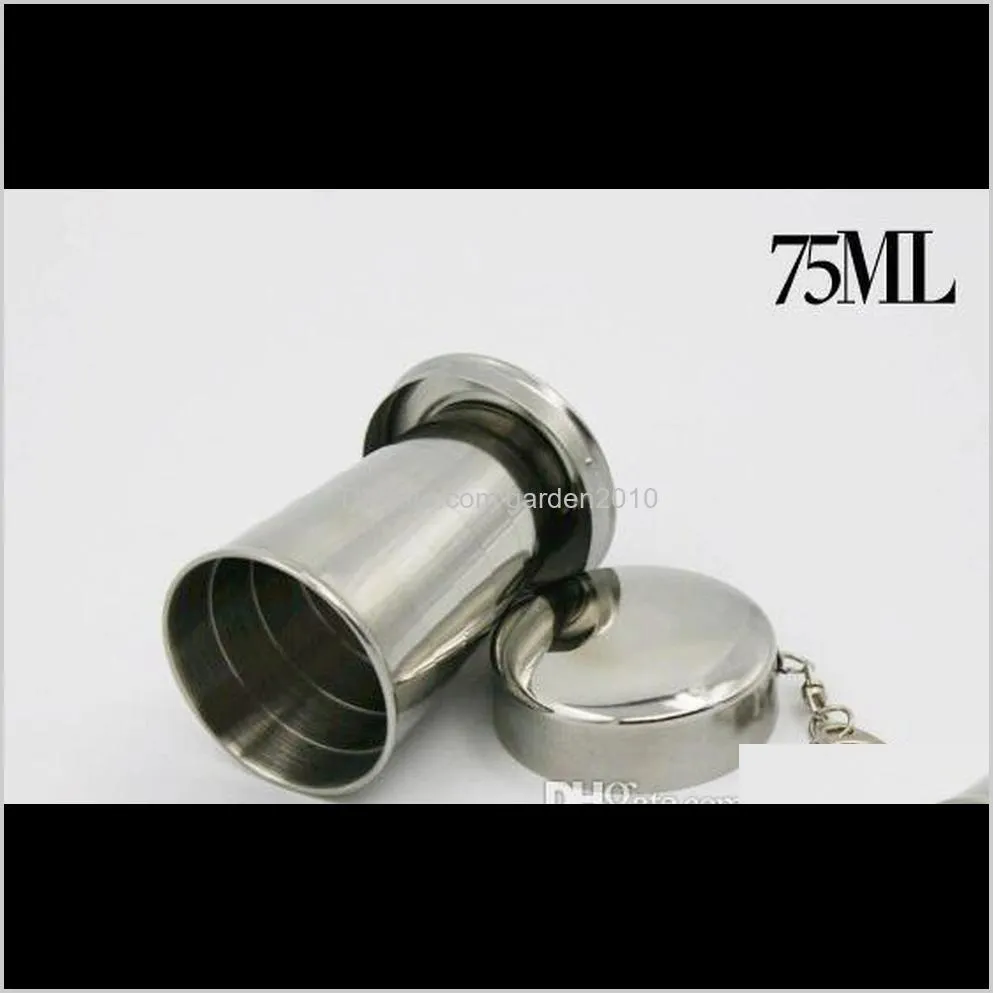 portable stainless steel drinking wine cup mug for outdoor travel picnic key chain collapsible telescopic cup 75ml