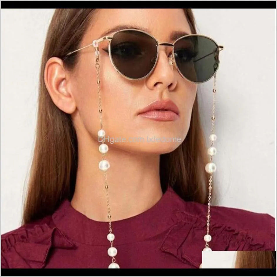 eyeglasses chain bead white plastic pearl charm metal chain mask hanging rope gold silver color plated silicone loops sunglasses