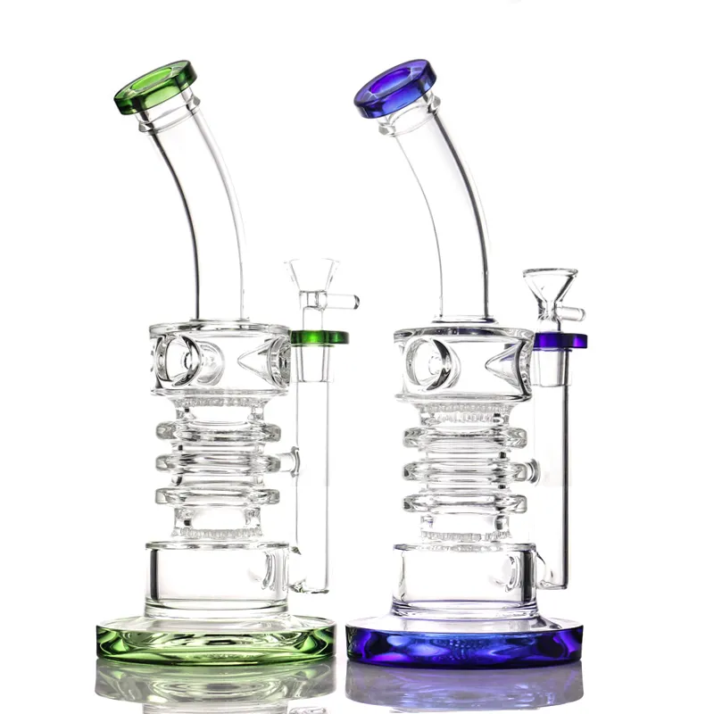 Hopahs Three Circle Two Honeycomb Glass Bong 14 mm Female 5 Color for Smoke Water Bongs