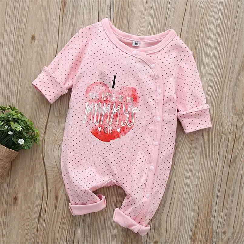 Spring and Autumn Baby I LOVE MY DADDY or THE APPLE OF MUM'S EYE Letter Print Jumpsuits for 210528