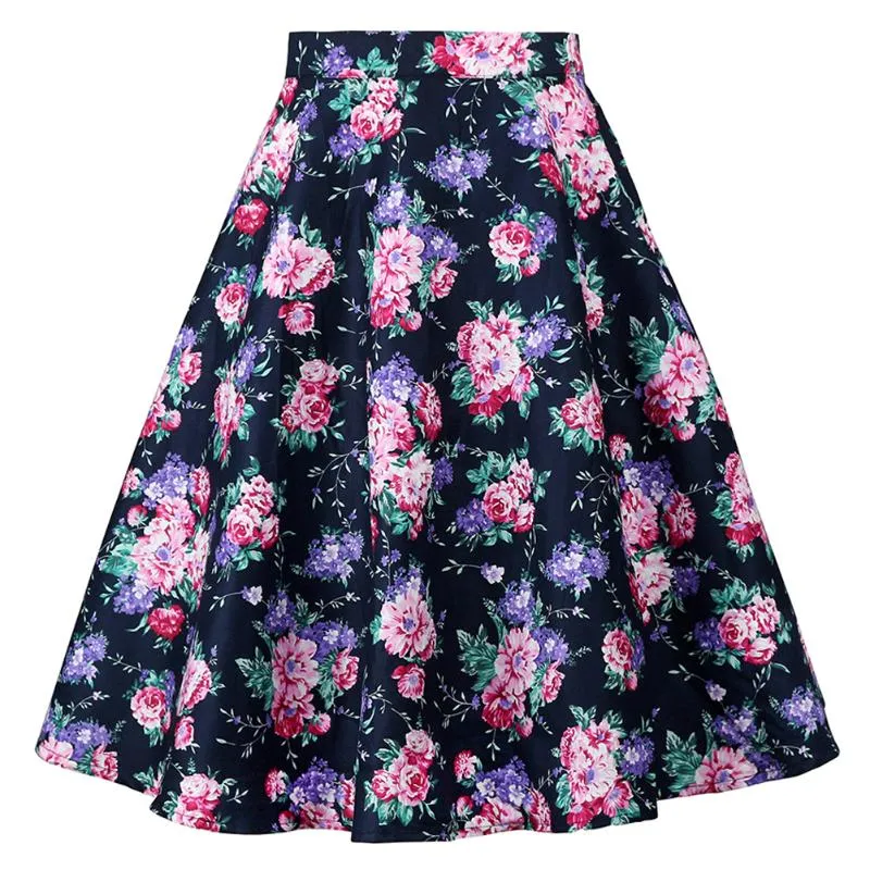 Kjolar Kvinnor Sommar 50s Vintage Skirt Plus Size Office Party Midi Ball Gown 60s Rockabilly Women's Big Swing Pinup Runway