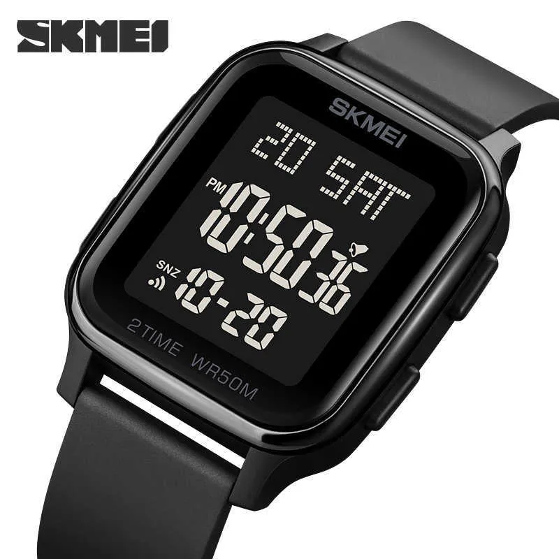Skmei電子メンズウォッチ2タイムデジタル運動ファッションウォッチスポーツカウントダウンクロック50メートル防水LEDライト腕時計G1022