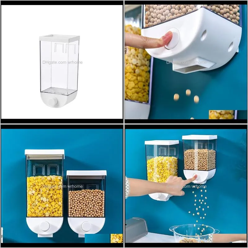 storage easy press type container cereal dispenser wall mounted sealed tank box kitchen supplies bottles & jars