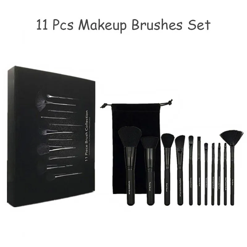 11PC / SET Makeup Brushes Set Face Cream Power Foundation Borste Multipurpose Skönhet Kosmetisk Verktyg med påse