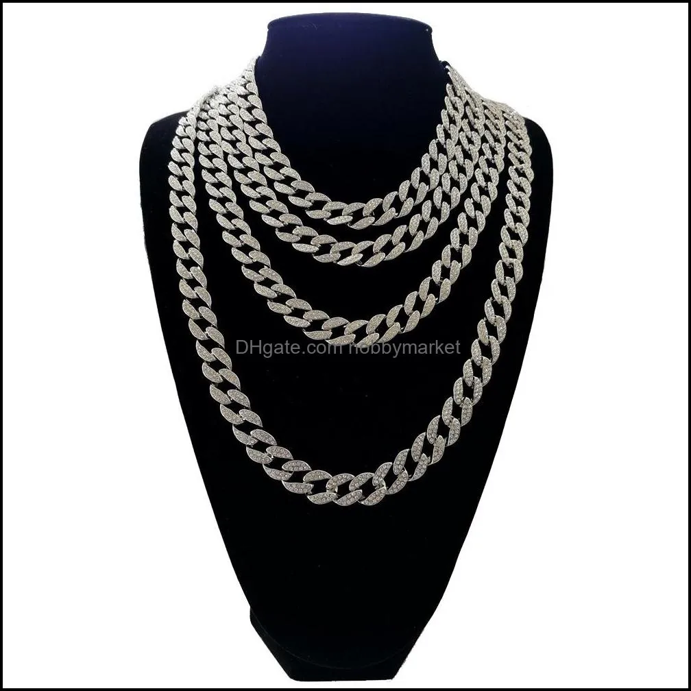 HipHop iced out  Cuban Link Chains Necklace For Mens Long Thick Heavy Big Bling Hip Hop Women Gold Silver Jewelry Gift