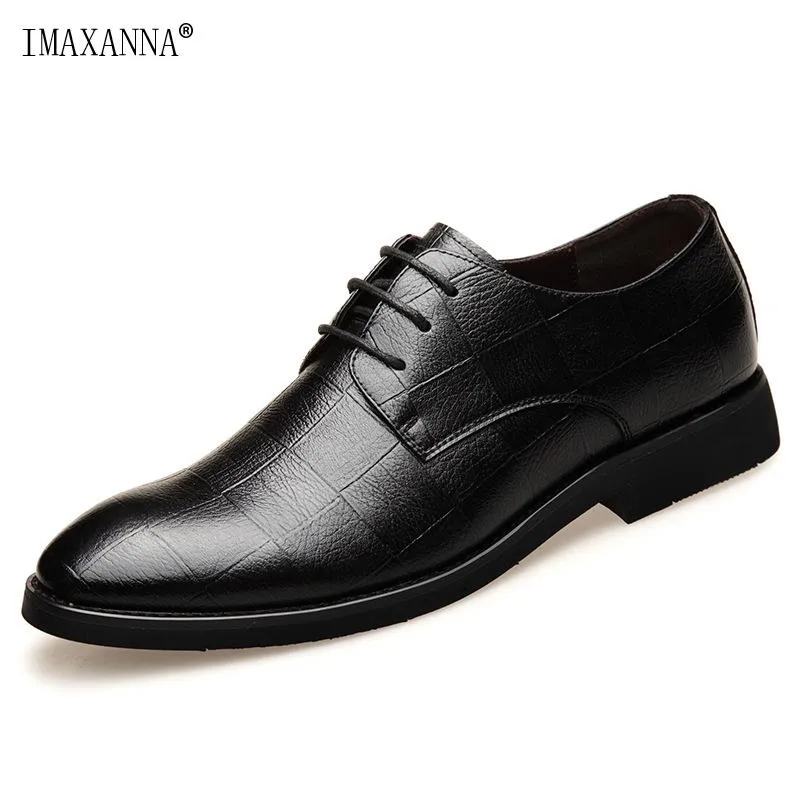 Dress Shoes IMAXANNA Men's Leather British Fashion Business Simple Low-cut Comfortable Formal Casual Wedding