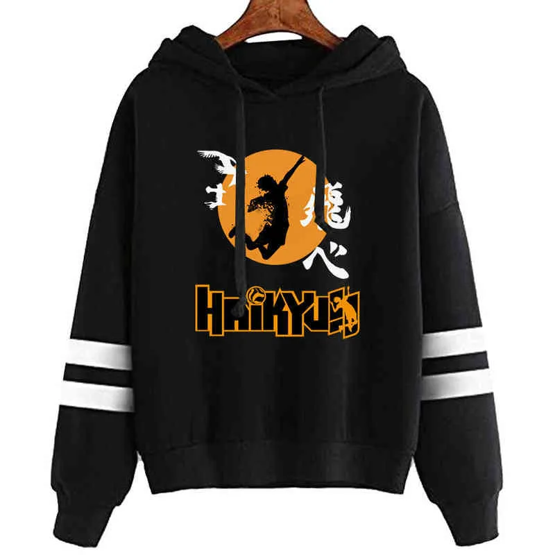 Japonya Anime Haikyuu Hoodies Erkekler Anime Streetwear Karikatür Kazak Sudadera Hombre Hip Hop Hoodie H1227