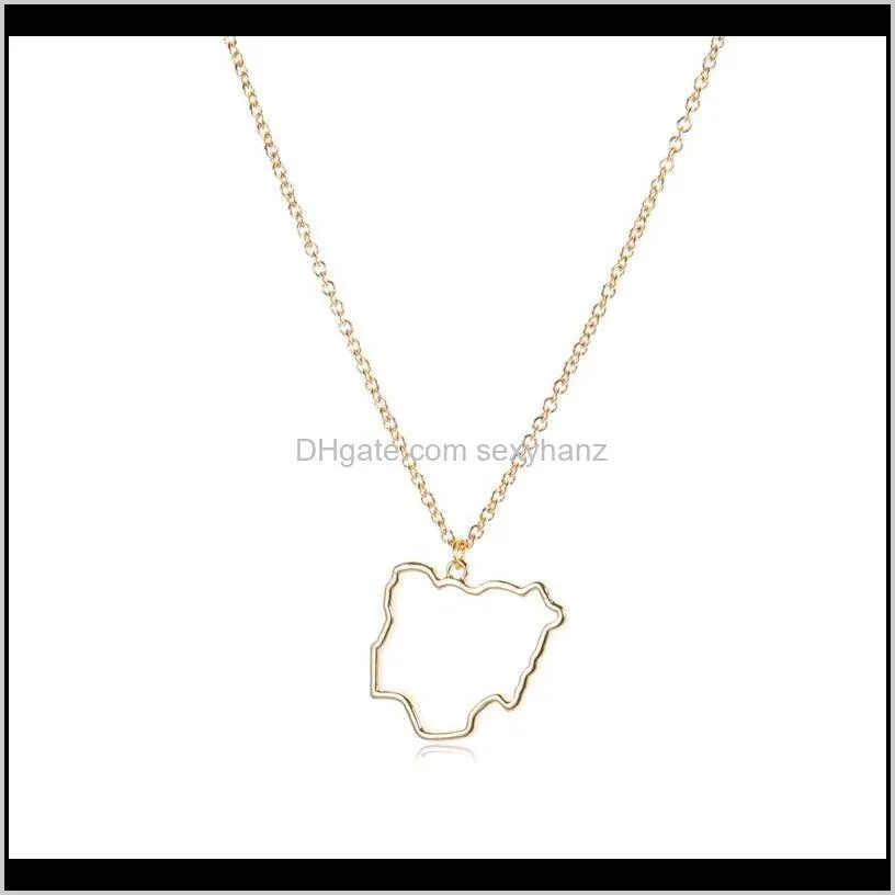 10pcs outline federal republic of nigeria map necklace africa country nigerian continent pendant chain necklaces for women jewelry