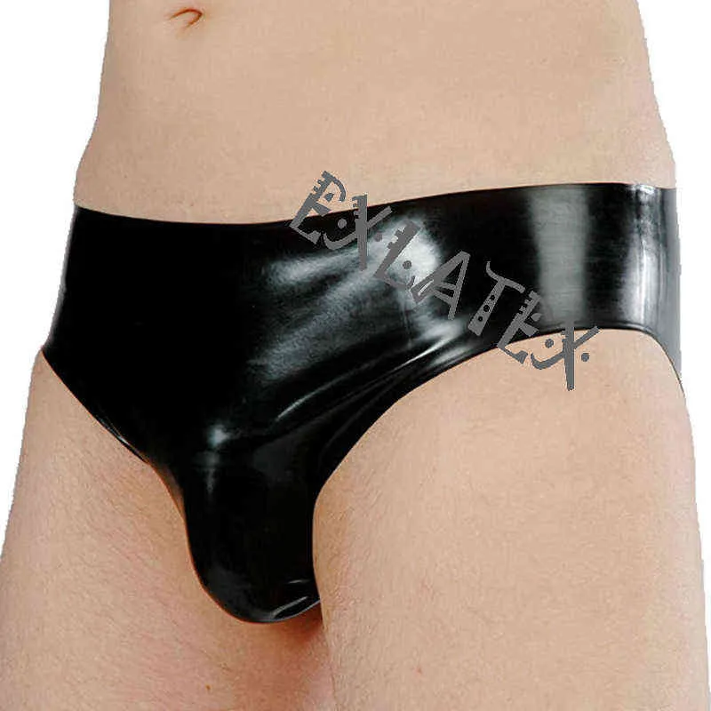 Latex Panties Briefs with Bulge Bottoms Black Erotic Underwear String Latex Rubber Fetish Sexy lingerie (2)