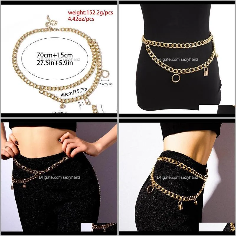 Luxury Women Chain Belt Long Pendant Tassel Multilayer Gold Silver Chain Waistbands Metal Waist Chains Bohemian Jewelry Dress 30