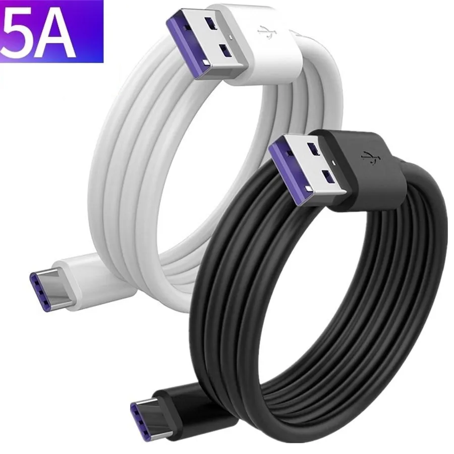 1M 3FT 5A Super Fast Charging cables Type c Micro 5Pin Usb Cable For Samsung S8 S9 S10 S20 Huawei Android phone pc