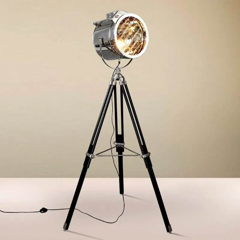 Vintage Retro Tripod The Range Tripod Lamp Silver And Golden Wood Industrial Searchlight For Creative Studio Standing Light In Nordic Loft From Keithbogans 464.26 DHgate.Com