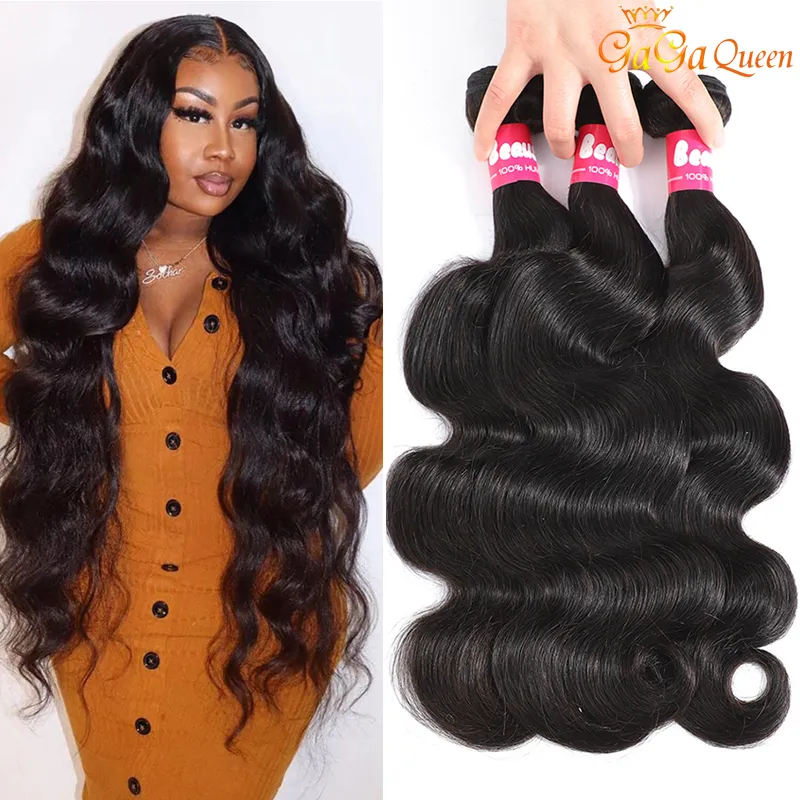 9A Braziliaanse Body Wave Haarbundels Onverwerkte Virgin Human Hair Extensions Natuurlijke zwarte kleur