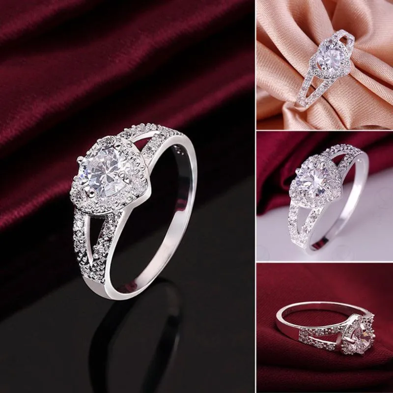 Dame Ring Mode Herz Form Zirkon Liebe Hochzeit Paar Schmuck Für Frauen Y10.24 Ringe