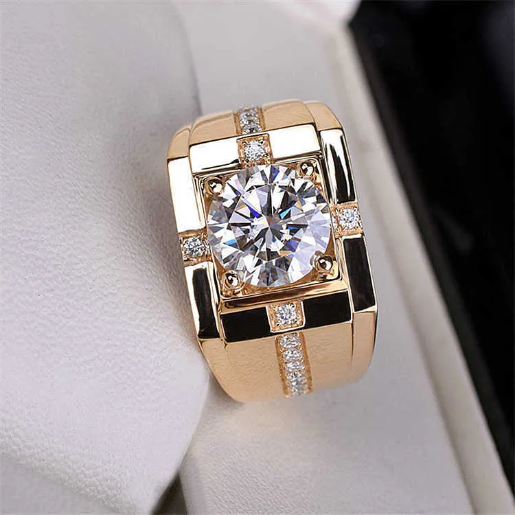 Anillo clásico de alto carbono para hombre, anillo de boda dominante chapado en oro de imitación, anillos al por mayor para regalo de hombre X0715