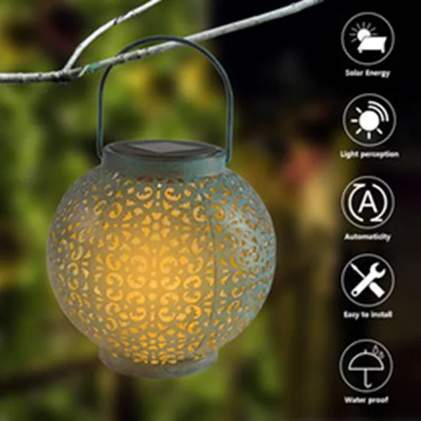 F8 Straw Hat Lamp Kralen Solar Light Control Automatische Inductie Decoratie Outdoor Waterdichte Tuin Retro Iron Lampen