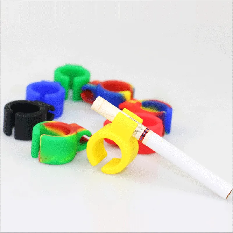 Accessoires pour fumeurs Logo personnalisable Clip coloré Taille régulière Pratique Silicone Finger Cigarette Ring Porte-cigarettes SP270