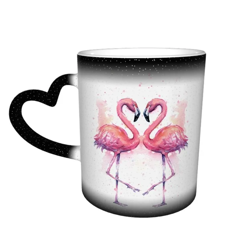 Kupalar Flamingo Kupa Değişiklikleri Renk Toptan Kawaii Porselen Sohbet Kupaları