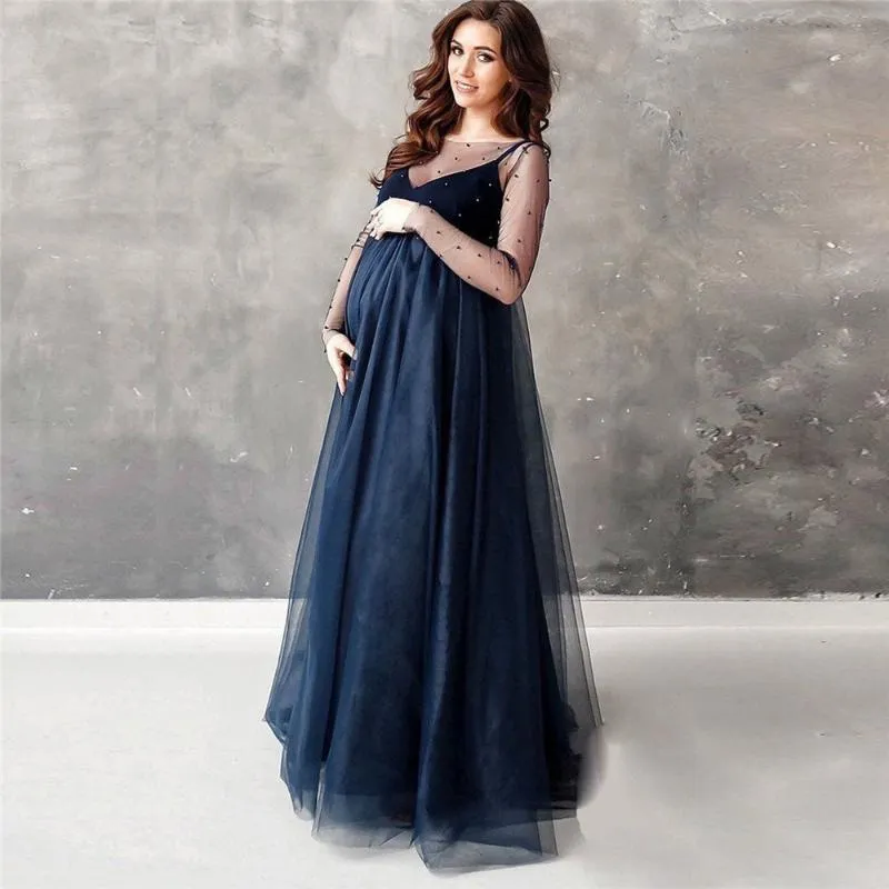 Maternity Dresses Tulle Cute For Baby Showers Party Long Pregnancy Poshoot Prop Mesh Pregnant Women Pography Maxi Gown