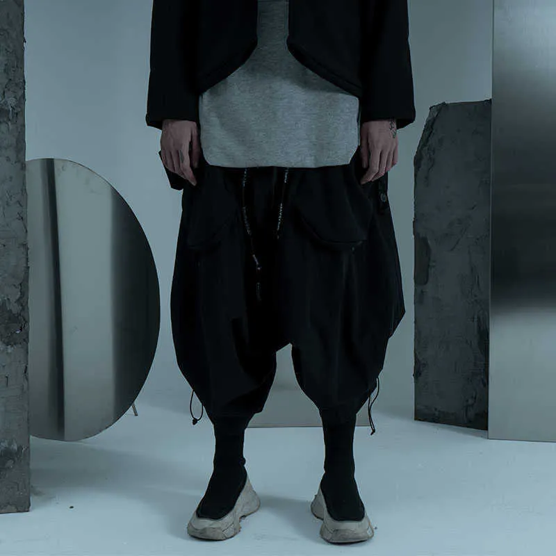 Leerling Travel Drop Kruis Losse Harembroek PT2074 Techwear Esthetische Dystopische Streetwear X0723