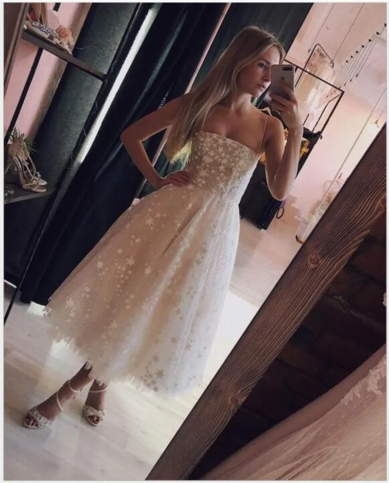 Tea Length Lace A-Line Party Dress with Zipper Back and Built-in Bra for  Women from Dhgate Party Dresses - price 191.69