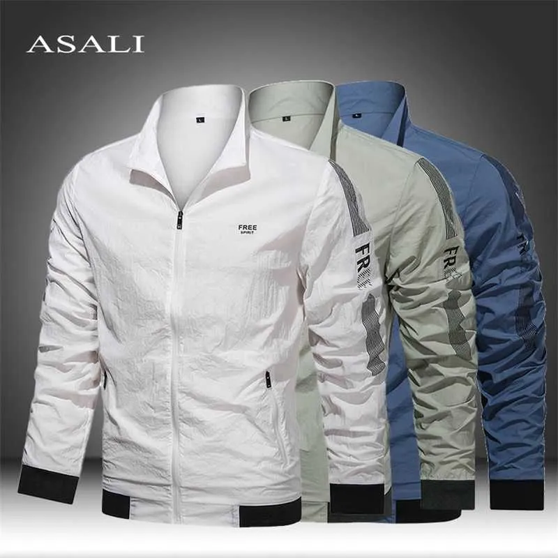 Breathable Skin Men Summer Sun Protection Solid Color Casual Mens Jacket Elastic Cuffs Printed Pattern Jackets Clothing 210927