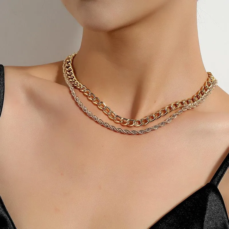 Chaînes Vintage Punk multicouche métal ras du cou pendentif lien chaîne colliers pour femmes or argent couleur collier fête mode bijoux 3101