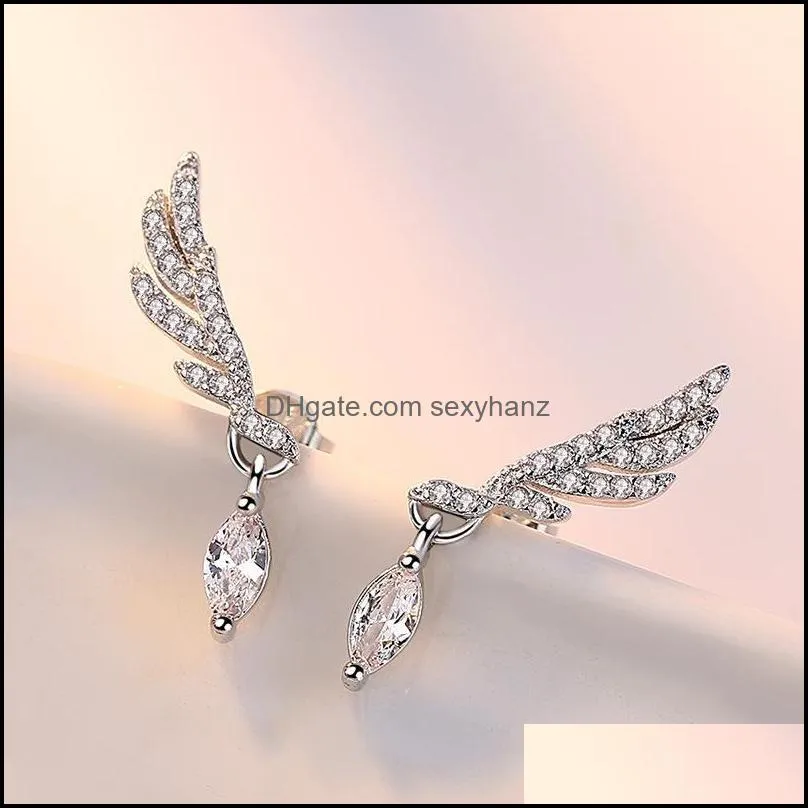 Other Fashionable Horse Eye Angel Wing 925 Sterling Silver Earrings Studs Female Ear Jewelry G26