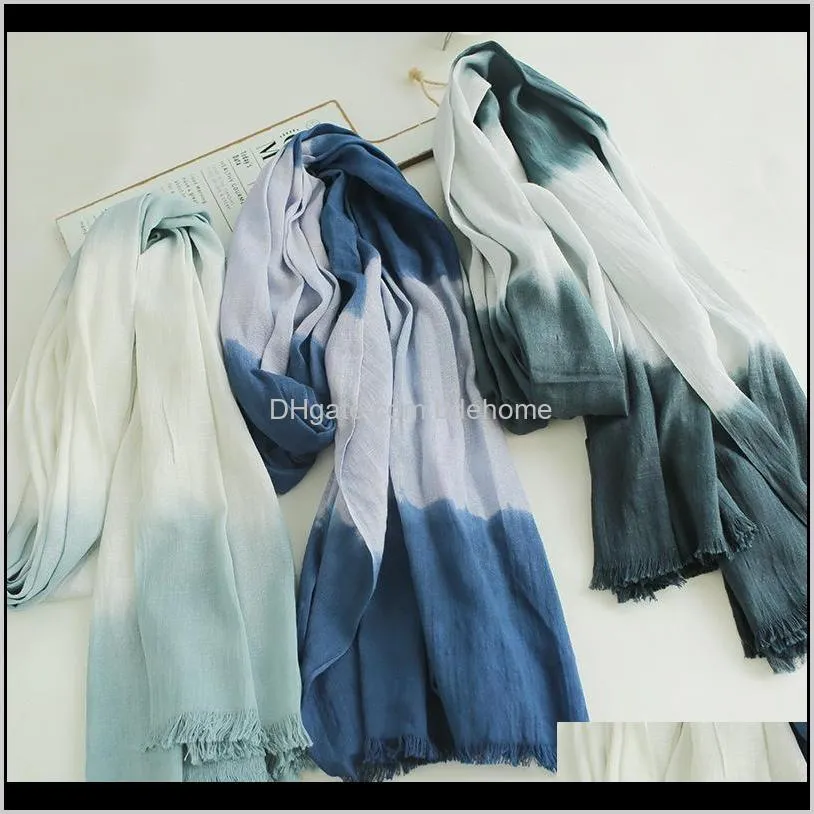 new spring summer autumn cotton striped unisex warm scarf ethnic wind gradient color travel sunscreen simple versatile shawl c451