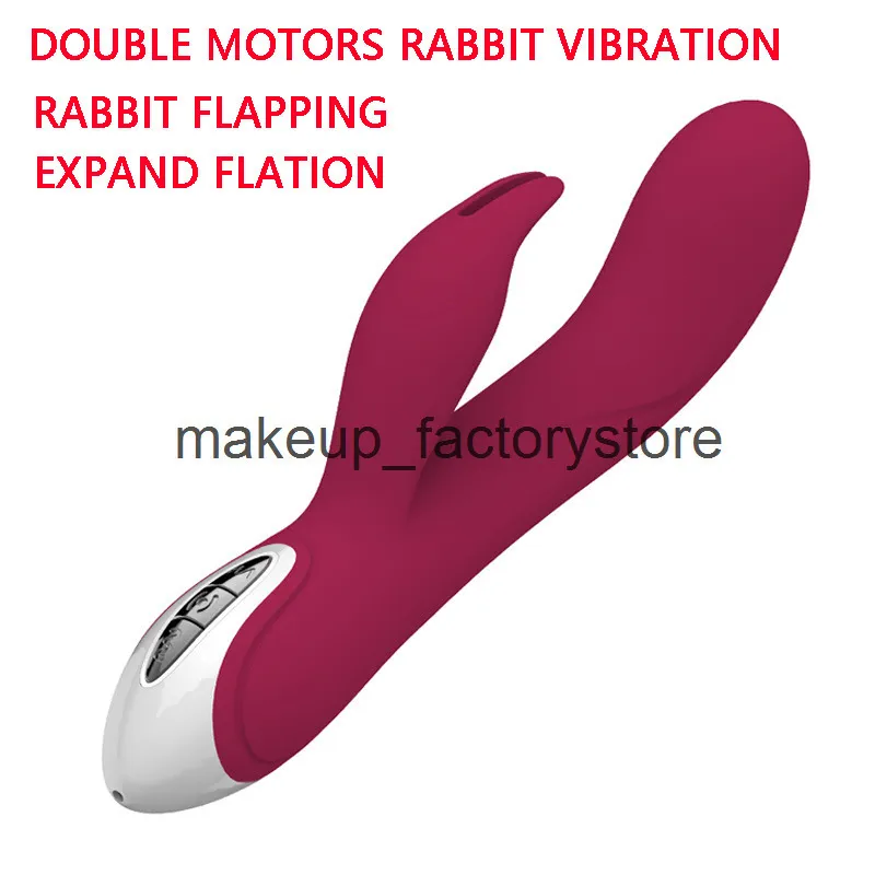 Massage G Spot Rabbit Vibrator Vuxen sextoys för kvinnor silikon uppvärmning erotiska leksaker klitoris stimulering vattentät massager dildo varor