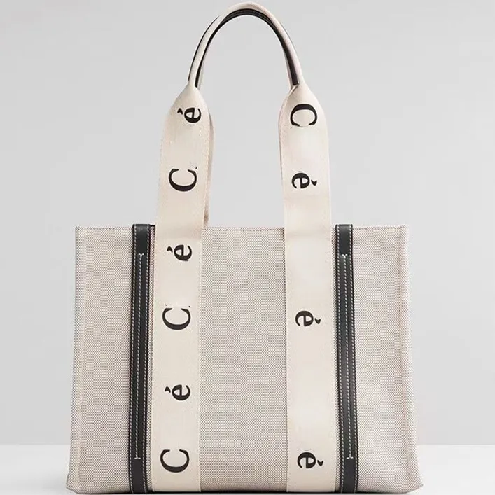 Bolso de hombro para mujer con estampado de letras a rayas de gran capacidad, bolso de lona informal japonés para mujer