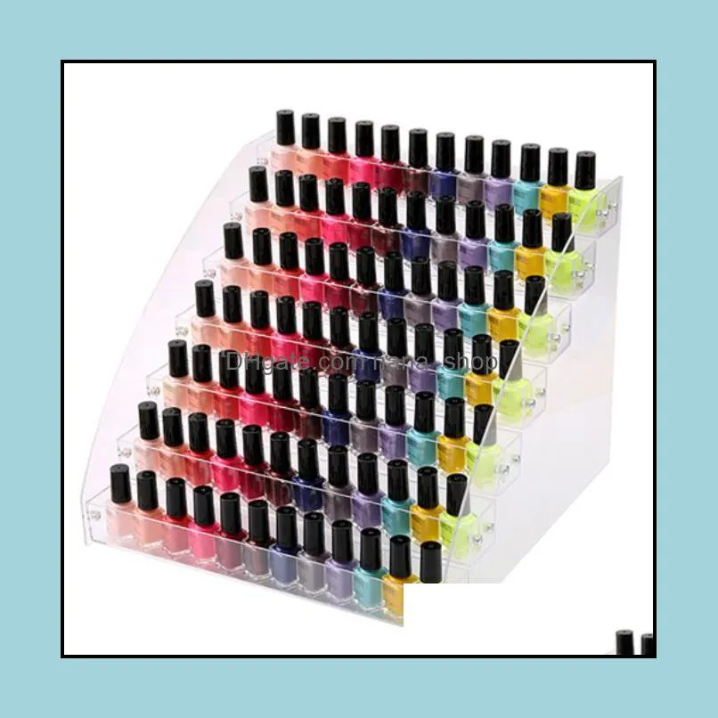 Acrylic Nail Polish Display Organizer 2-3-4-5-6-7 Layer Manicure Cosmetics Jewelry Display Stand Holder Clear Acrylic Makeup Box