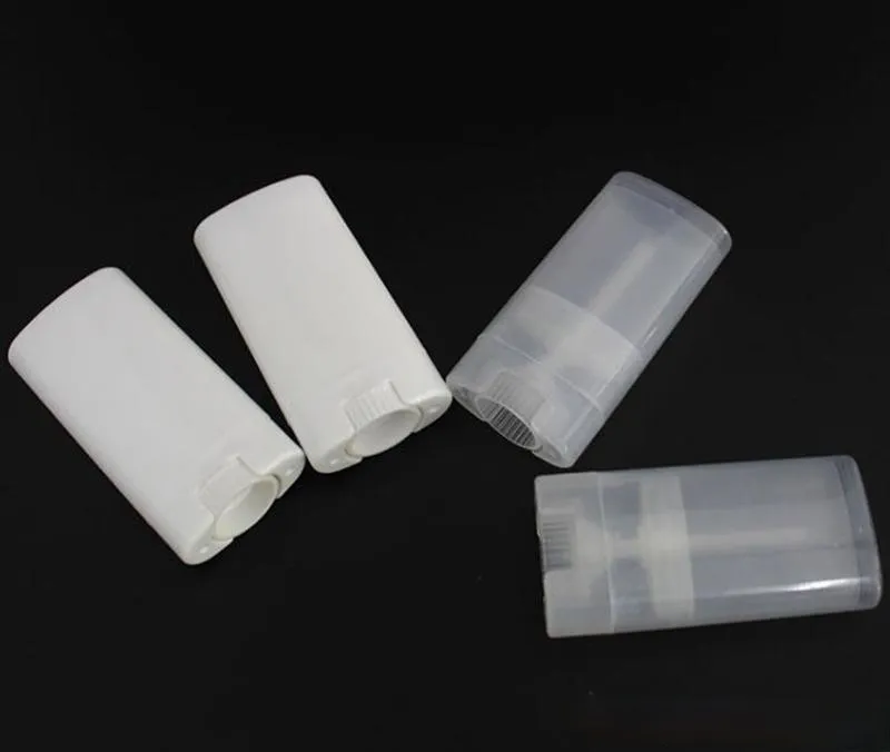 15ml Plastic Bottle Empty Oval Lip Balm Tube Deodorant Containers Clear White Lipstick Fashion Cool Lips Tubes