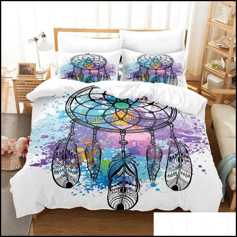 Bedding Sets Dream Catcher Feather Wind Chime Set Single Twin Full Queen King Size Children`s Kid Bedroom Duvetcover 4