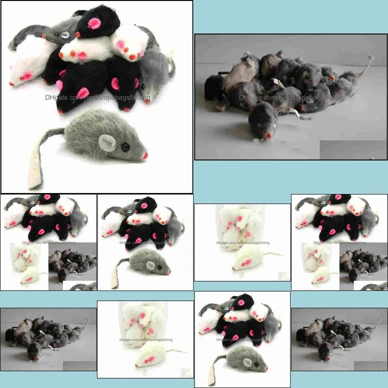 real rabbit fur mouse for cat toys mouse with sound high quality Free shipping 1pc mix color