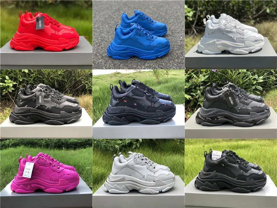 2021 Release triple s scarpe da esterno scarpe da ginnastica da uomo per uomo donna chaussures paris 17fw triple-s crema nera giallo rosso 36-45